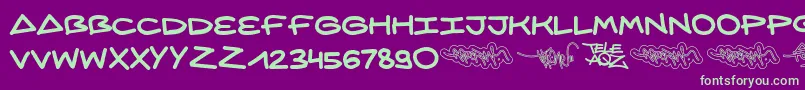 AqzCrew Font – Green Fonts on Purple Background