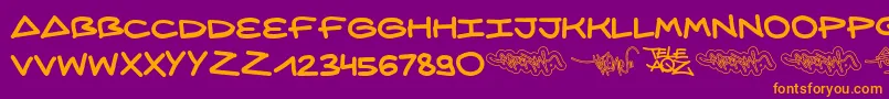 AqzCrew Font – Orange Fonts on Purple Background