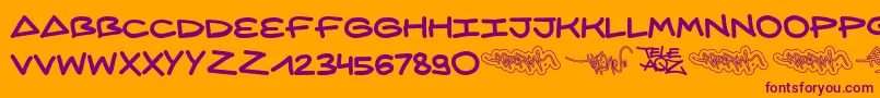 AqzCrew Font – Purple Fonts on Orange Background