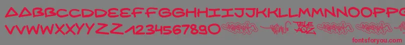 AqzCrew-Schriftart – Rote Schriften auf grauem Hintergrund