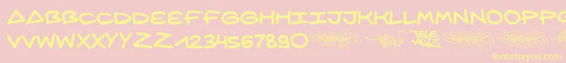 AqzCrew Font – Yellow Fonts on Pink Background