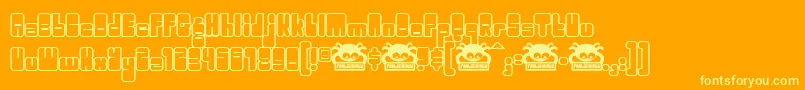 More about Woggle ffy Font Woggle ffy Font – Yellow Fonts on Orange Background
