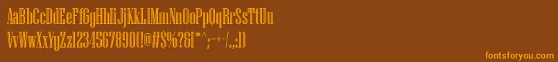 PfmissionEngraved Font – Orange Fonts on Brown Background