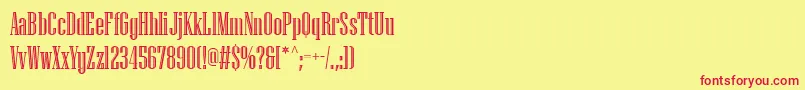 フォントPfmissionEngraved – 赤い文字の黄色い背景