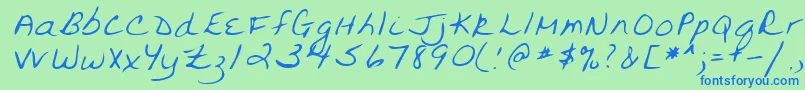 Lehn094 Font – Blue Fonts on Green Background