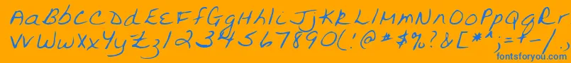 Lehn094 Font – Blue Fonts on Orange Background