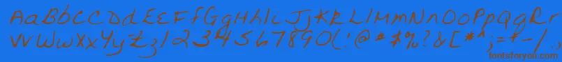 Lehn094-Schriftart – Braune Schriften auf blauem Hintergrund