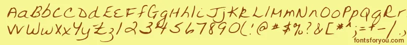 フォントLehn094 – 茶色の文字が黄色の背景にあります。