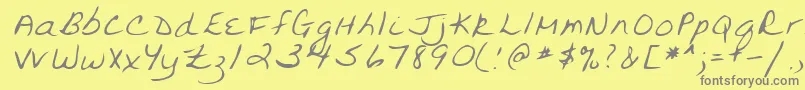 Lehn094-fontti – harmaat kirjasimet keltaisella taustalla