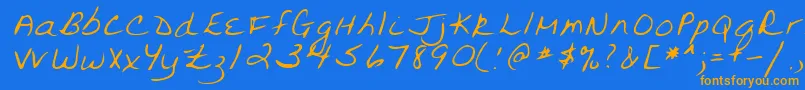 Lehn094-Schriftart – Orangefarbene Schriften auf blauem Hintergrund
