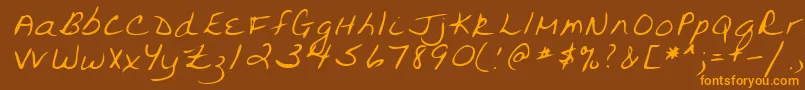 Lehn094-Schriftart – Orangefarbene Schriften auf braunem Hintergrund