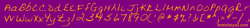 Lehn094-fontti – oranssit fontit violetilla taustalla