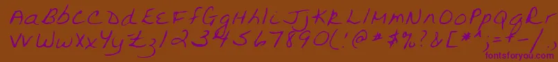 Lehn094-fontti – violetit fontit ruskealla taustalla