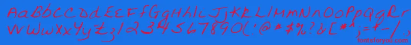 Lehn094-Schriftart – Rote Schriften auf blauem Hintergrund