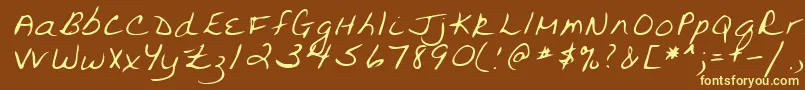 Lehn094-Schriftart – Gelbe Schriften auf braunem Hintergrund