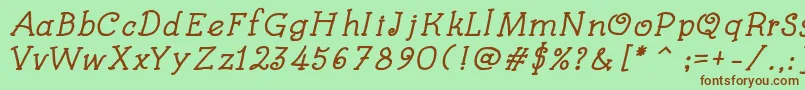 KidsBookBoldItalic Font – Brown Fonts on Green Background