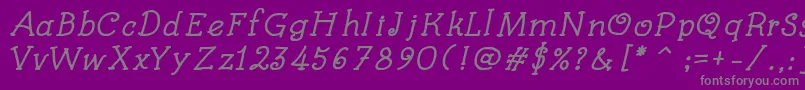 KidsBookBoldItalic Font – Gray Fonts on Purple Background