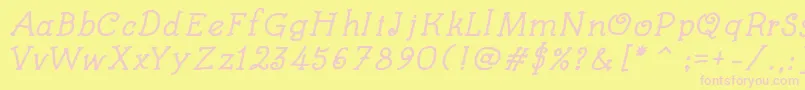 KidsBookBoldItalic Font – Pink Fonts on Yellow Background