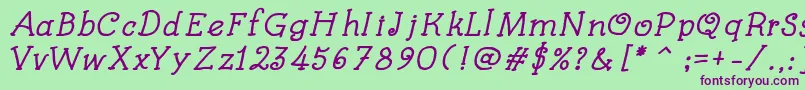 KidsBookBoldItalic Font – Purple Fonts on Green Background