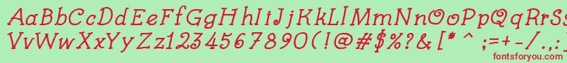 KidsBookBoldItalic Font – Red Fonts on Green Background