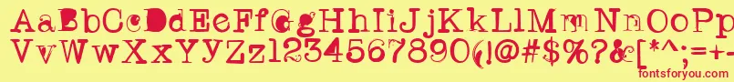 Twritertwo-Schriftart – Rote Schriften auf gelbem Hintergrund