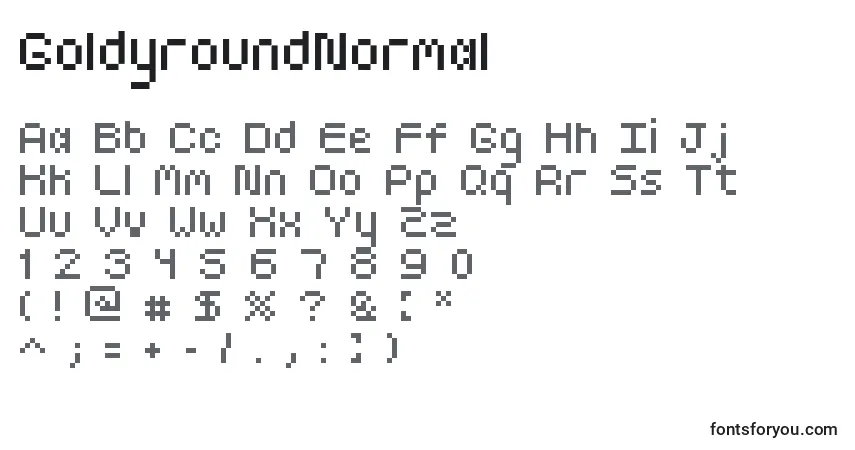 Czcionka GoldyroundNormal – alfabet, cyfry, specjalne znaki
