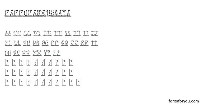 Czcionka PappuPassHoGaya – alfabet, cyfry, specjalne znaki