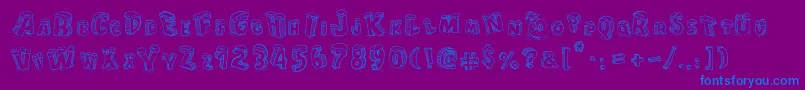 CartoonBlocksChristmas-Schriftart – Blaue Schriften auf violettem Hintergrund