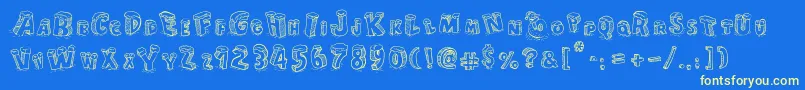 CartoonBlocksChristmas-Schriftart – Gelbe Schriften auf blauem Hintergrund