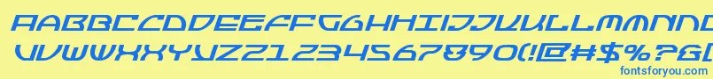 Jumptroopsboldital-Schriftart – Blaue Schriften auf gelbem Hintergrund