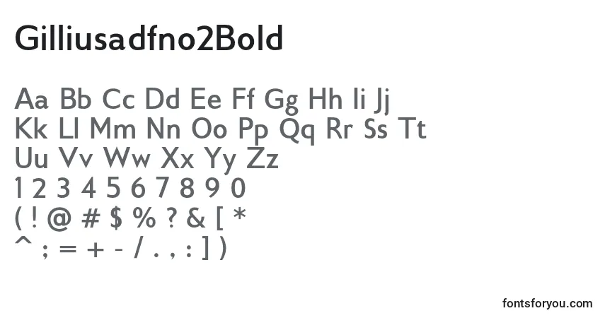 A fonte Gilliusadfno2Bold – alfabeto, números, caracteres especiais