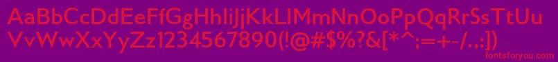 Czcionka Gilliusadfno2Bold – czerwone czcionki na fioletowym tle