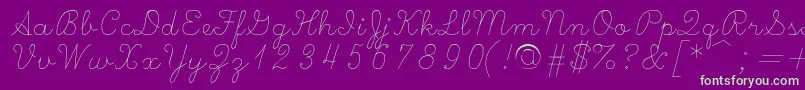 Scripts-Schriftart – Grüne Schriften auf violettem Hintergrund