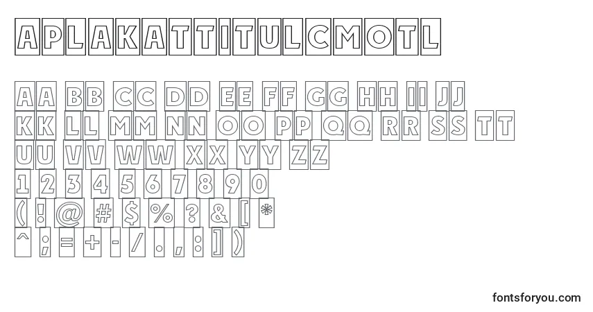 A fonte APlakattitulcmotl – alfabeto, números, caracteres especiais
