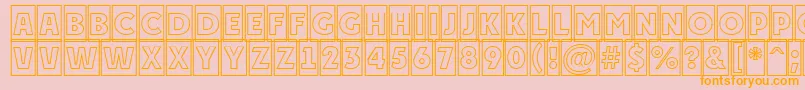 APlakattitulcmotl-Schriftart – Orangefarbene Schriften auf rosa Hintergrund