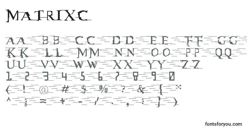 Fuente Matrixc - alfabeto, números, caracteres especiales