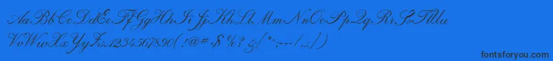 Regencyscriptflf-Schriftart – Schwarze Schriften auf blauem Hintergrund