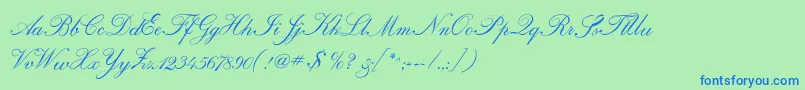 Regencyscriptflf Font – Blue Fonts on Green Background