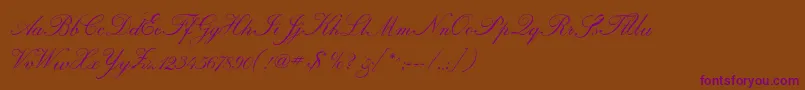 Regencyscriptflf-Schriftart – Violette Schriften auf braunem Hintergrund