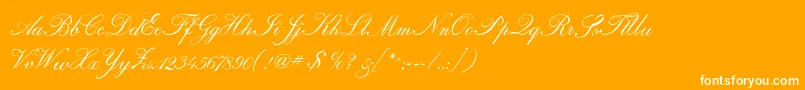 Weitere Informationen zur Regencyscriptflf-Schriftart Regencyscriptflf-Schriftart – Weiße Schriften auf orangefarbenem Hintergrund
