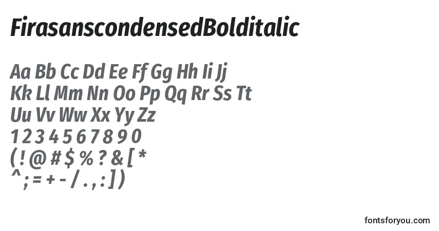 Schriftart FirasanscondensedBolditalic – Alphabet, Zahlen, spezielle Symbole
