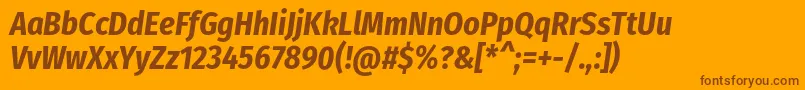 FirasanscondensedBolditalic-Schriftart – Braune Schriften auf orangefarbenem Hintergrund
