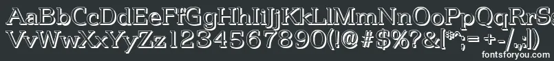 PenthouseshadowLightRegular-fontti – valkoiset fontit mustalla taustalla
