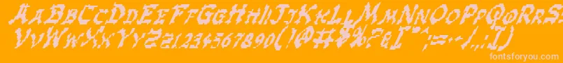 Zeni-Schriftart – Rosa Schriften auf orangefarbenem Hintergrund