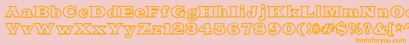 フォントFatLegsOutline – オレンジの文字がピンクの背景にあります。