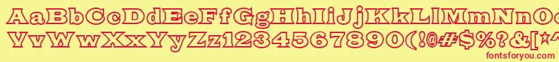 フォントFatLegsOutline – 赤い文字の黄色い背景