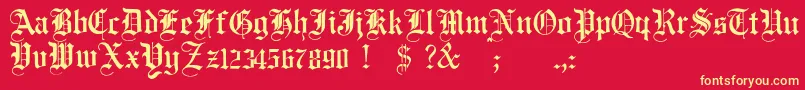 JmhSantaMaria Font – Yellow Fonts on Red Background