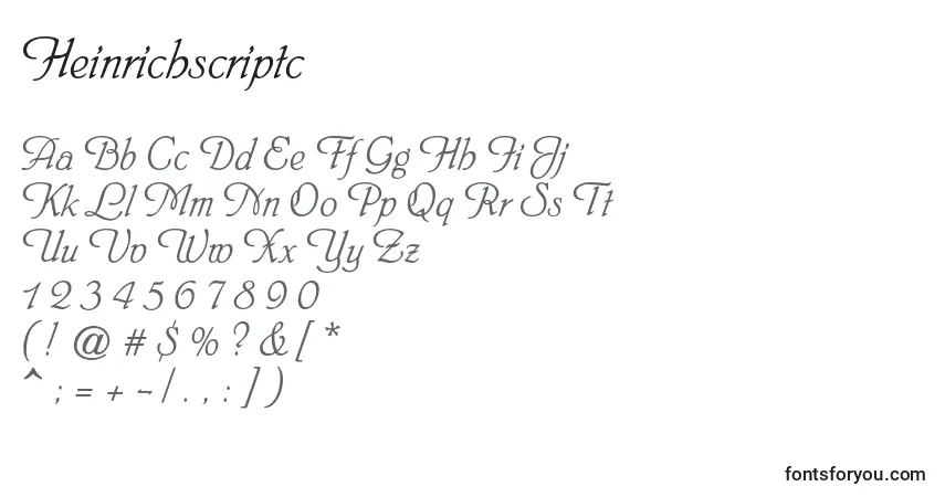 Schriftart Heinrichscriptc – Alphabet, Zahlen, spezielle Symbole