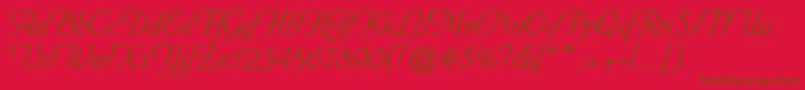 Heinrichscriptc-fontti – ruskeat fontit punaisella taustalla