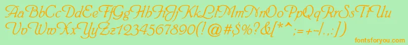 Heinrichscriptc Font – Orange Fonts on Green Background